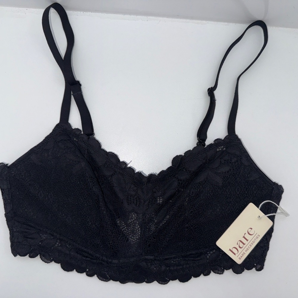 Bare By Bare Necessities Black Floral Lace Bralette Wireless‎ 34B